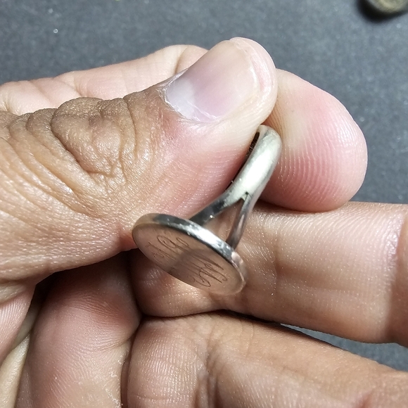 Vintage Made In Mexico Silver Tone Round Signet Ring Size 7 Engraved " SNN" sh9w - Picture 5 of 7